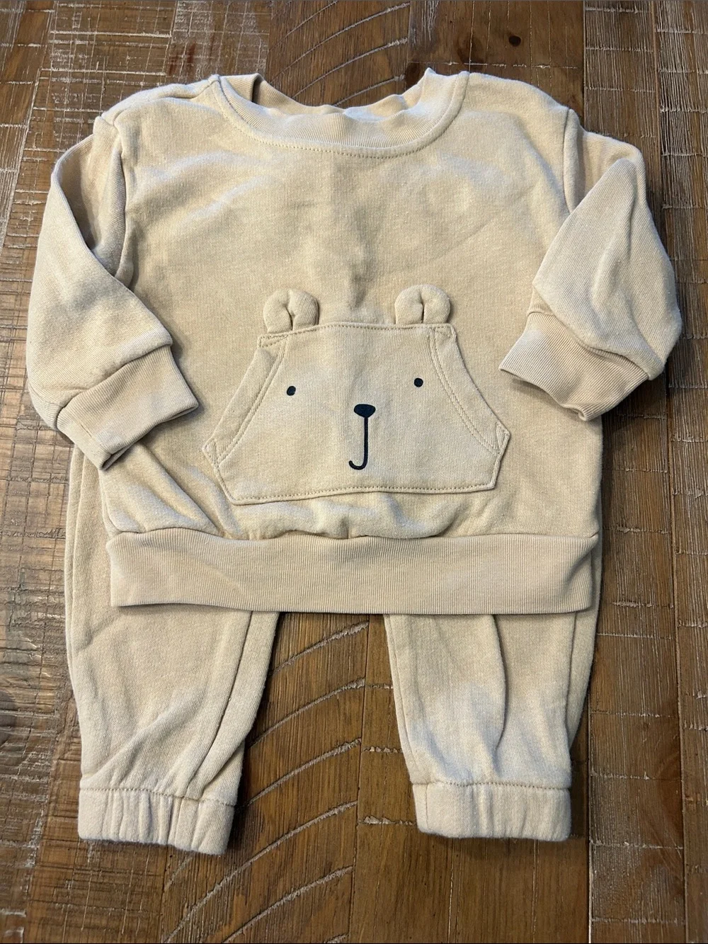 GAP Beige Bear Pocket Sweatshirt & Jogger Set